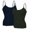thumbnail image 1 of Essential Basic Women Layering Basic Short Camisole Cami Adjustable Strap Tank Top - 2Pk - Navy, Olive, S, 1 of 4