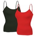 thumbnail image 1 of Essential Basic Women Layering Basic Short Camisole Cami Adjustable Strap Tank Top - 2Pk - Red, Olive, L, 1 of 4