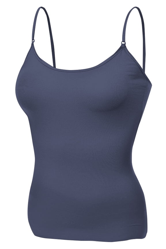 Women Layering Basic Short Camisole Cami Adjustable Strap Tank Top - Junior Sizing