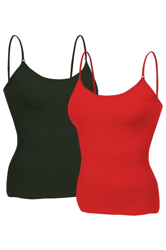 Women Layering Basic Short Camisole Cami Adjustable Strap Tank Top - Junior Sizing