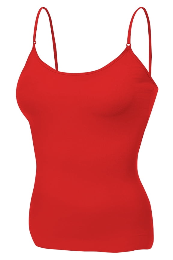 Women Layering Basic Short Camisole Cami Adjustable Strap Tank Top - Junior Sizing