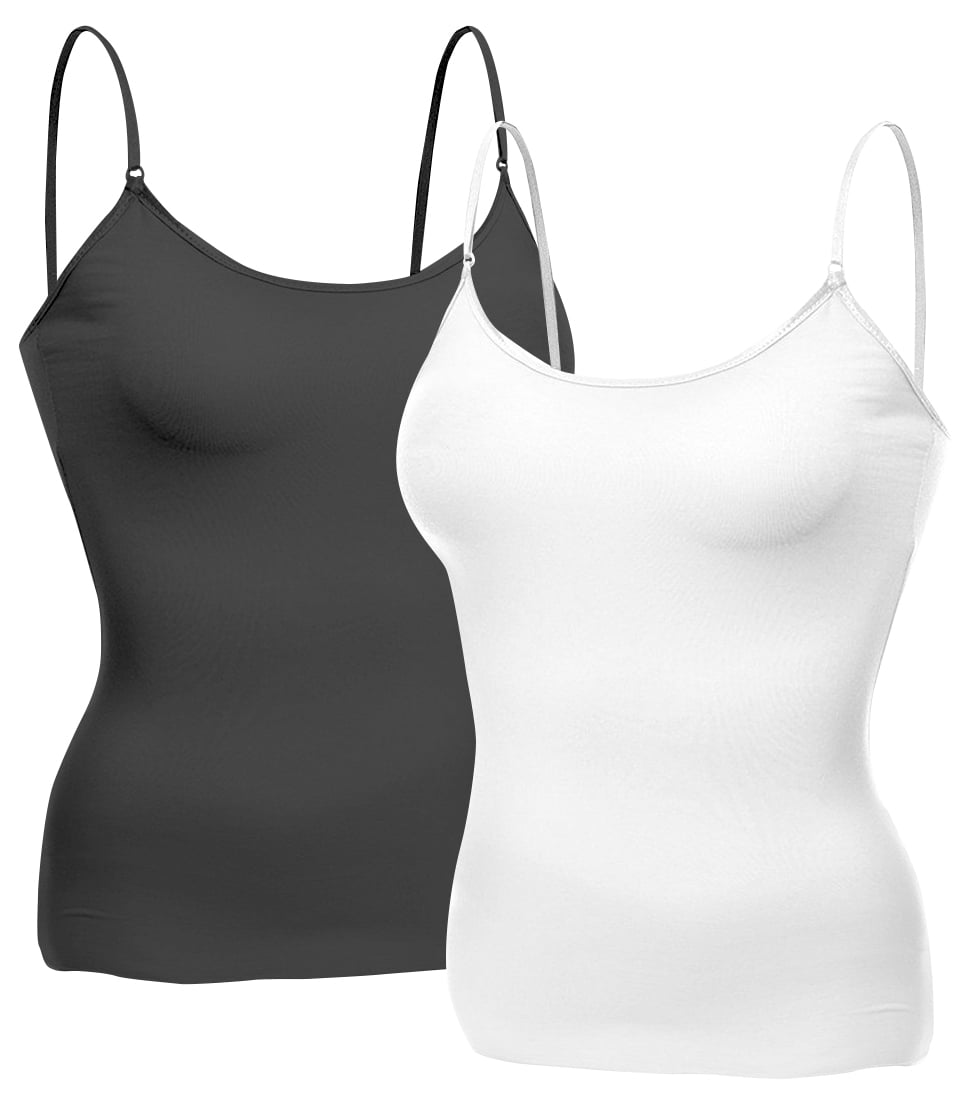 Essential Basic Women Layering Basic Short Camisole Cami Adjustable Strap  Tank Top - Junior Sizing 