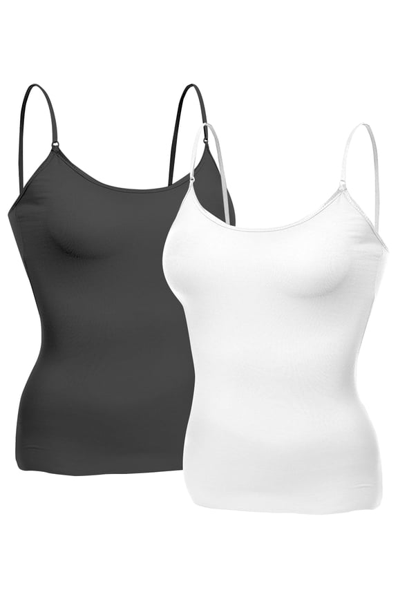 Women Layering Basic Short Camisole Cami Adjustable Strap Tank Top - Junior Sizing