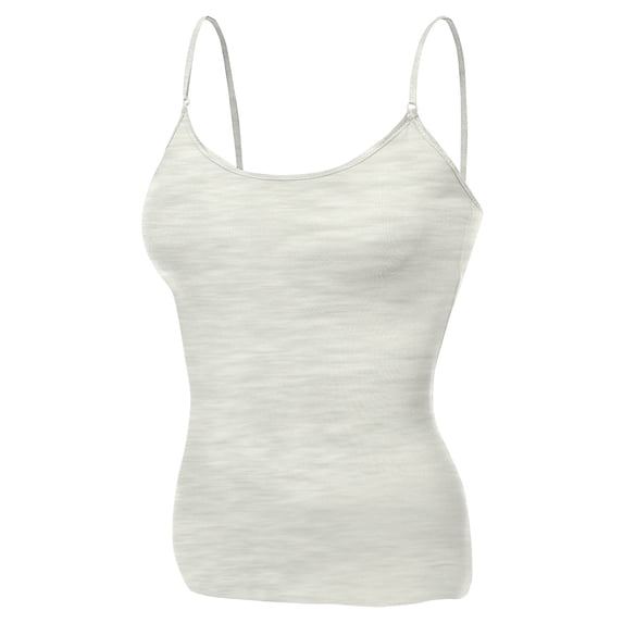Essential Basic Women Layering Basic Short Camisole Cami Adjustable Strap Tank Top - Oatmeal, S