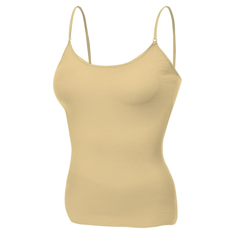 Essential Basic Women Layering Basic Short Camisole Cami Adjustable Strap  Tank Top - Taupe, S