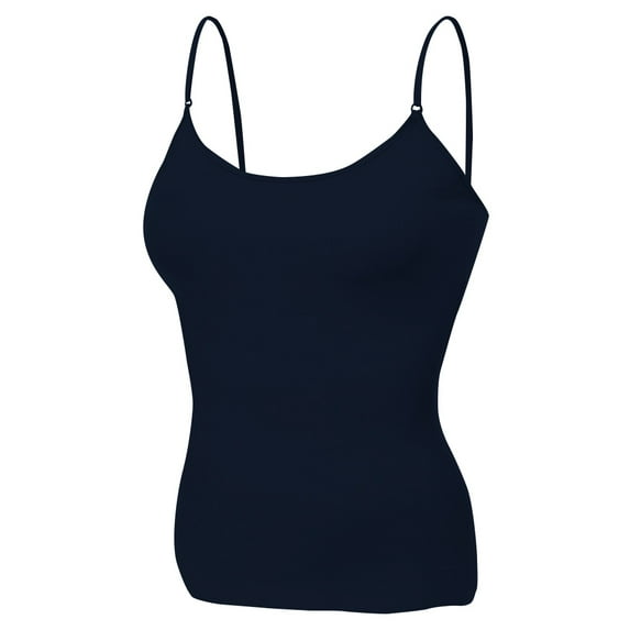 Essential Basic Women Layering Basic Short Camisole Cami Adjustable Strap Tank Top - True Navy, M
