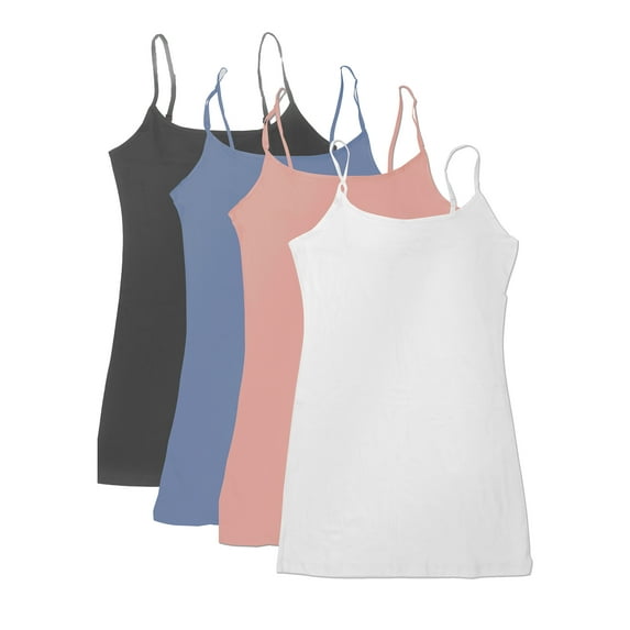 Essential Basic Women Value Pack Deal Cami Tanks Adjustable Spagetti Strap Many Colors - Small to 3XL