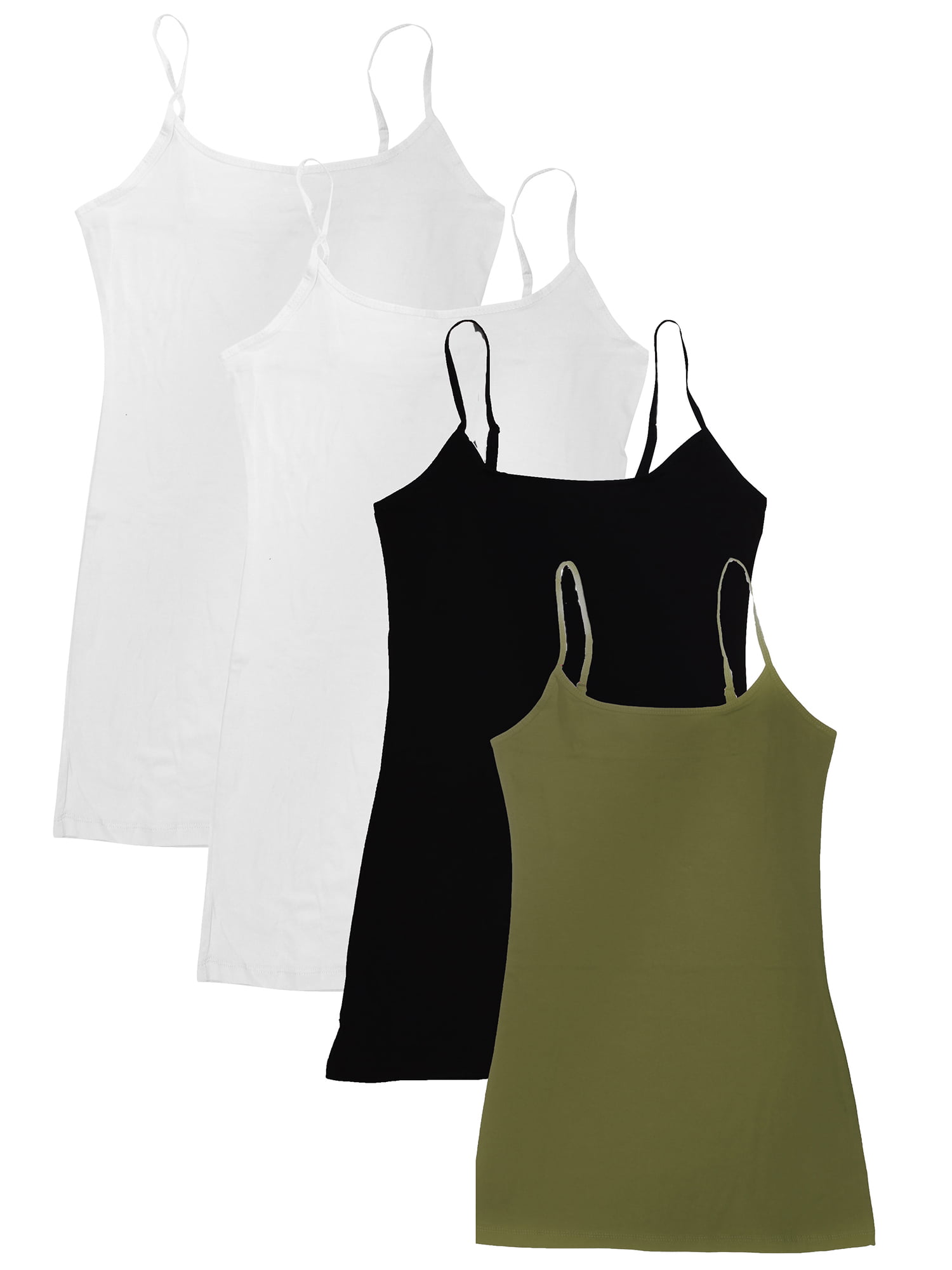 Essential Basic Women Value Pack Deal Cami Tanks Adjustable Spagetti Strap  Many Colors - Small to 3XL 