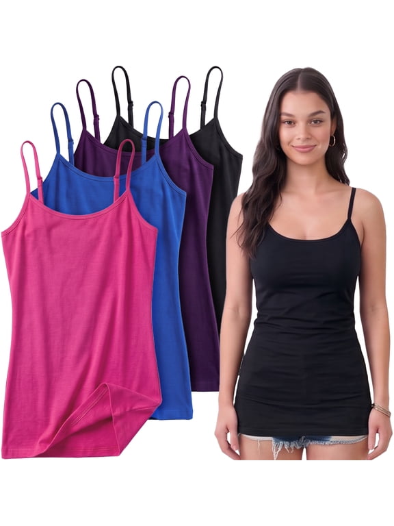 Women Value Pack Deal Cami Tanks Adjustable Spagetti Strap Many Colors - Small to 3XL