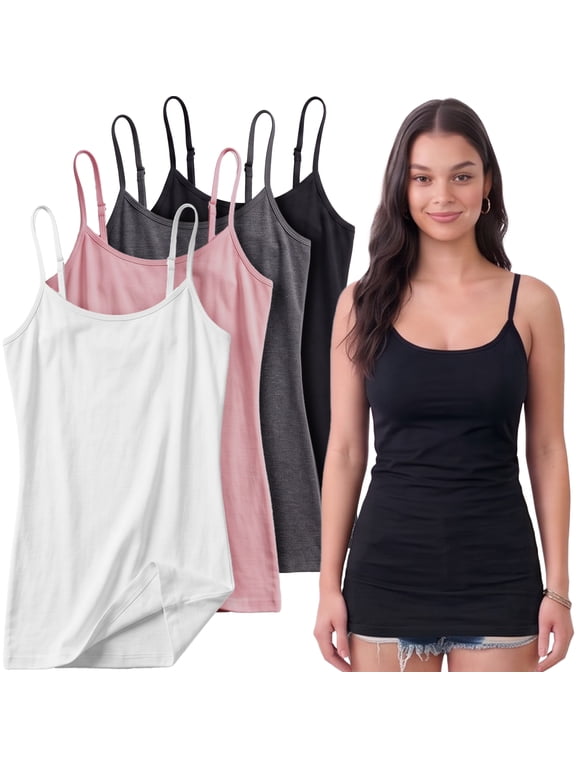 Women Value Pack Deal Cami Tanks Adjustable Spagetti Strap Many Colors - Small to 3XL