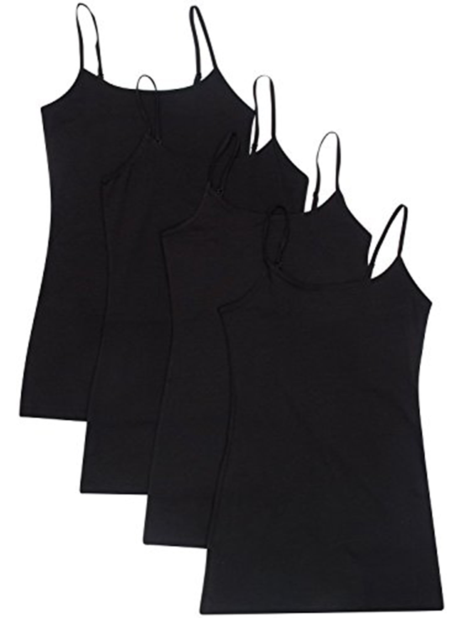 Essential Basic Women Value Pack Long Camisole Cami - Black, Black, Black,  Black, Large