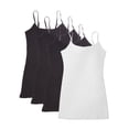 thumbnail image 1 of Essential Basic Women Value Pack Long Camisole Cami - Black, Black, Black, White, Medium, 1 of 3