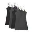 thumbnail image 1 of Essential Basic Women Value Pack Long Camisole Cami - Black, Black, Charcoal, Charcoal, Medium, 1 of 3