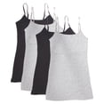 thumbnail image 1 of Essential Basic Women Value Pack Long Camisole Cami - Black, Black, H Gray, H Gray, Small, 1 of 3