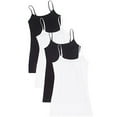 thumbnail image 1 of Essential Basic Women Value Pack Long Camisole Cami - Black, Black, White, White, Large, 1 of 3