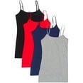 thumbnail image 1 of Essential Basic Women Value Pack Long Camisole Cami - Black, H Gray, Navy, Red, 1X, 1 of 5