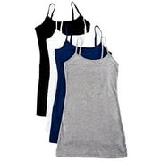 Essential Basic Women Value Pack Long Camisole Cami - Black, H Gray, White, Navy, Large