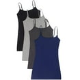 thumbnail image 1 of Essential Basic Women Value Pack Long Camisole Cami - Black, Navy, Charcoal, H.Grey, Large, 1 of 5