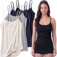 thumbnail image 1 of Essential Basic Women Value Pack Long Camisole Cami - Black, Navy, H.Beige, H.Grey, 1X, 1 of 7