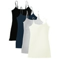 thumbnail image 1 of Essential Basic Women Value Pack Long Camisole Cami - Black, Navy, H Gray, Oatmeal, 1X, 1 of 5