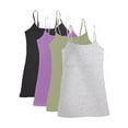 thumbnail image 1 of Essential Basic Women Value Pack Long Camisole Cami - H Gray, Light Olive, Dusty Lavender, Black, Small, 1 of 5