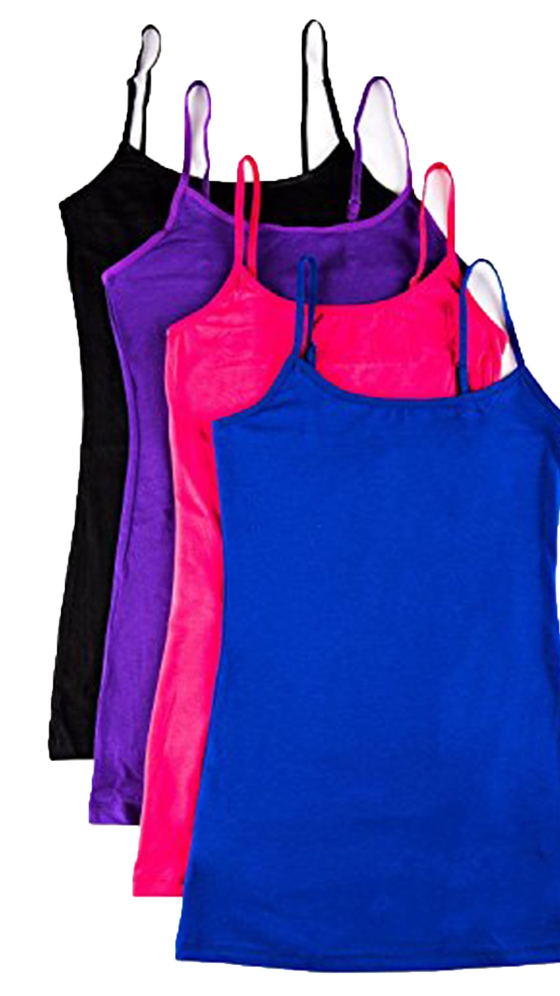 Emmalise Women's Cami Tank Top 2-Pack | Built-in Wireless Fabric Support, Long Layering Cami, Soft Cotton Blend (Purple & Fuchsia)