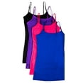 thumbnail image 1 of Essential Basic Women Value Pack Long Camisole Cami - Royal, Purple, Fuschia, Black, 3X, 1 of 5
