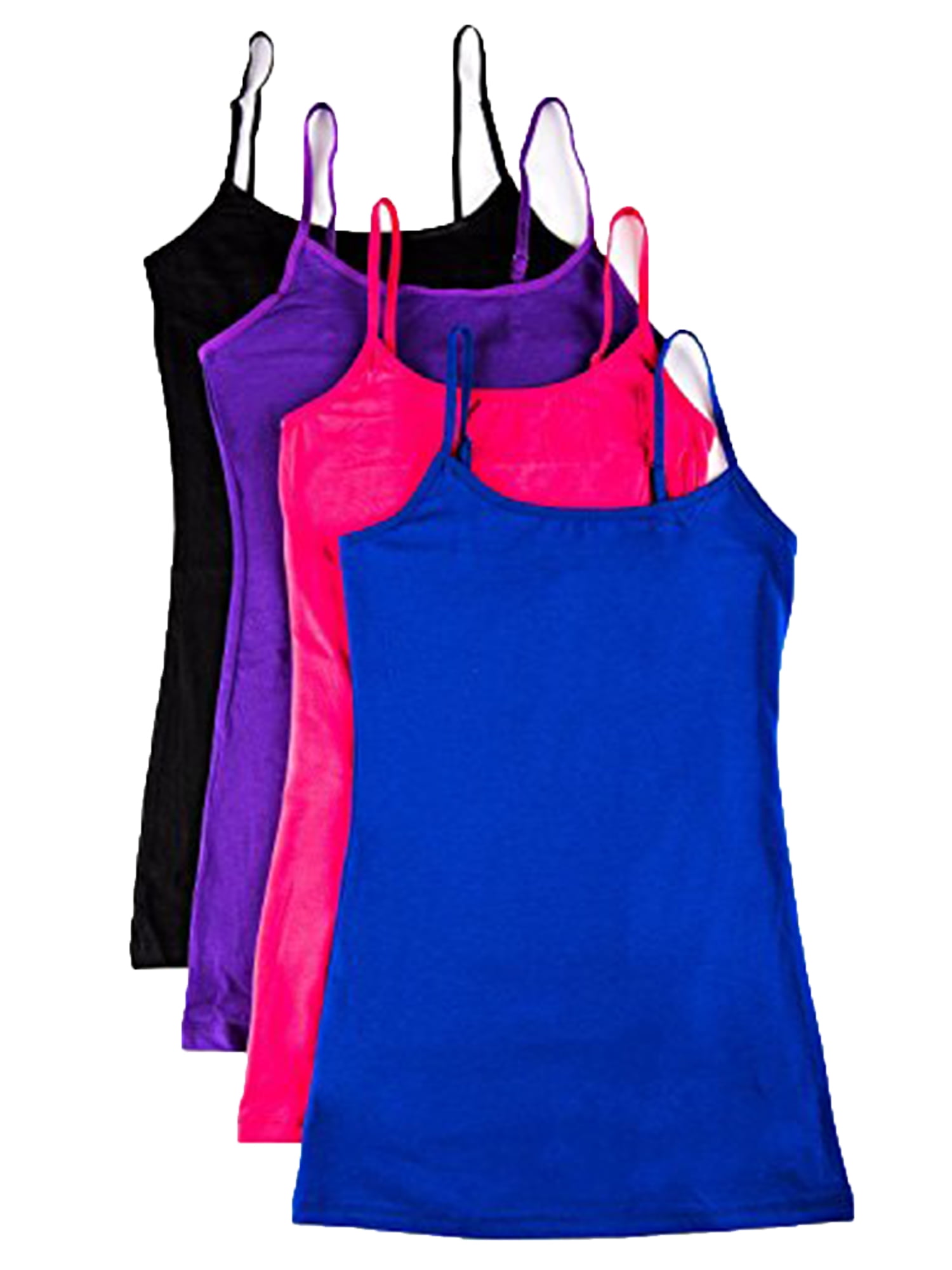 Essential Basic Women Long Camisole Cami 4 Pack Medium Royal Purple ...