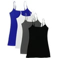 thumbnail image 1 of Essential Basic Women Value Pack Long Camisole Cami - Royal, White, Charcoal, Black, Medium, 1 of 5