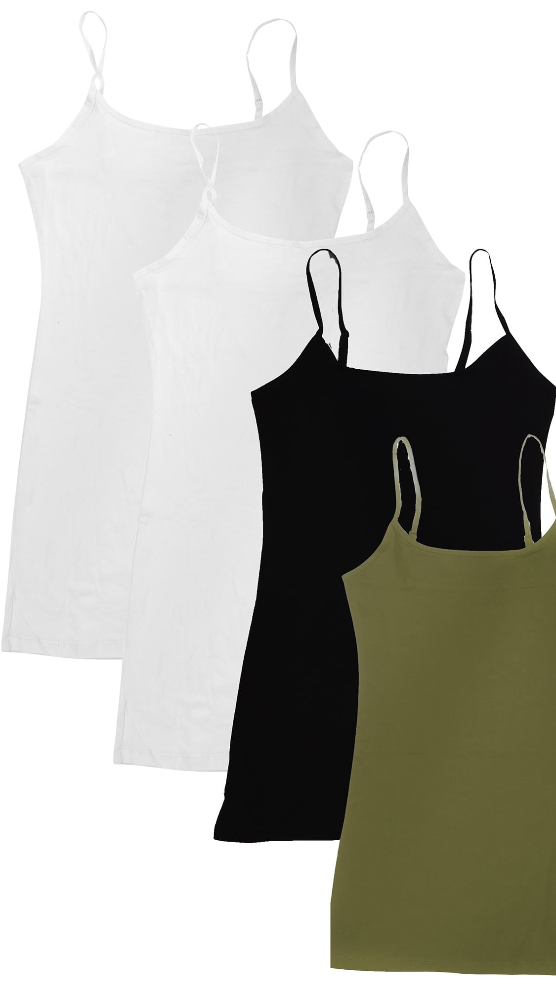 Essential Basic Women Value Pack Long Camisole Cami - Black, Navy