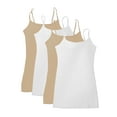 thumbnail image 1 of Essential Basic Women Value Pack Long Camisole Cami - White, White, Khaki, Khaki, 2X, 1 of 3