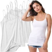 Essential Basic Women's Long Cami Tank Top 4-Pack, White, White, White, White, Size M