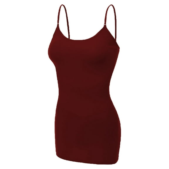 Essential Basic Women's Basic Casual Long Camisole Cami Top Plus Sizes - Burgundy, 1XL