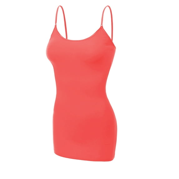 Essential Basic Women's Basic Casual Long Camisole Cami Top Plus Sizes - Coral, 3XL