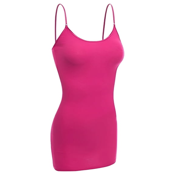 Essential Basic Women's Basic Casual Long Camisole Cami Top Plus Sizes - Fuschia, 1XL