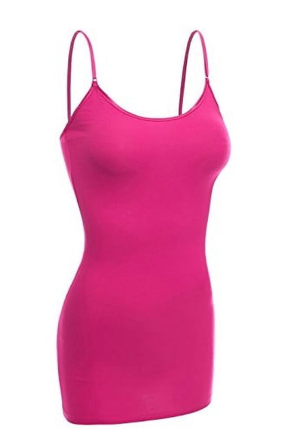 Women's Basic Casual Long Camisole Cami Top Plus Sizes - Fuschia, 2XL