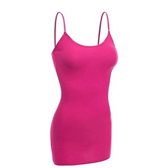 Essential Basic Women's Basic Casual Long Camisole Cami Top Plus Sizes - Fuschia, 2XL