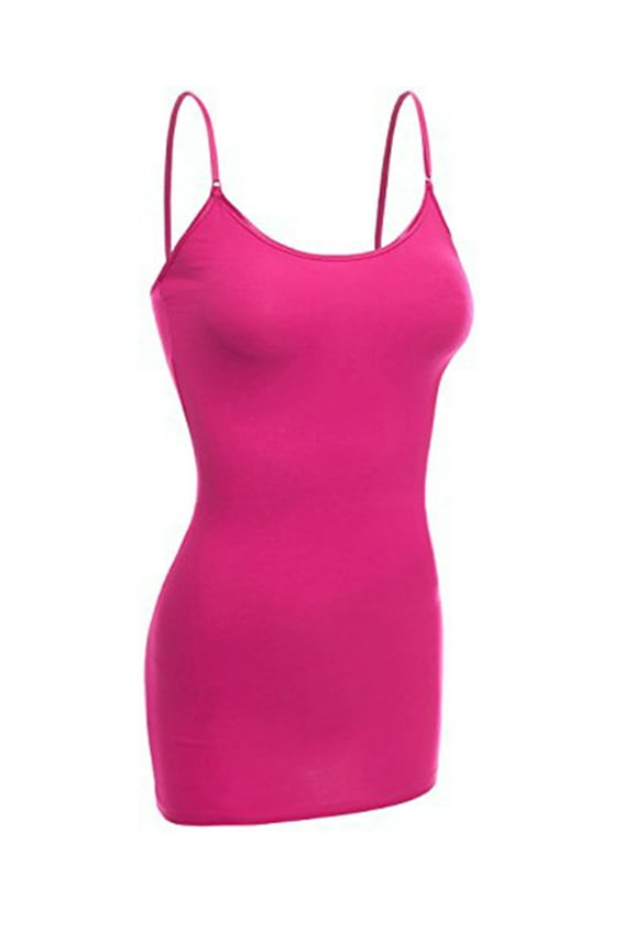 Women's Basic Casual Long Camisole Cami Top Plus Sizes - Fuschia, 3XL