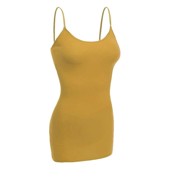 Essential Basic Women's Basic Casual Long Camisole Cami Top Plus Sizes - Mustard, 3XL