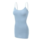 Essential Basic Women's Basic Casual Long Camisole Cami Top Plus Sizes - Pastel Blue, 2XL