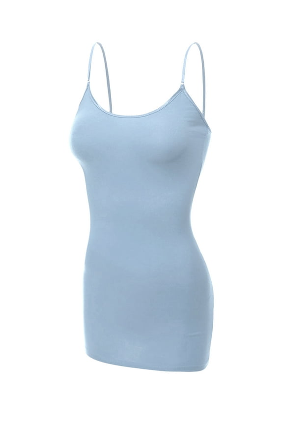 Women's Basic Casual Long Camisole Cami Top Plus Sizes - Pastel Blue, 2XL