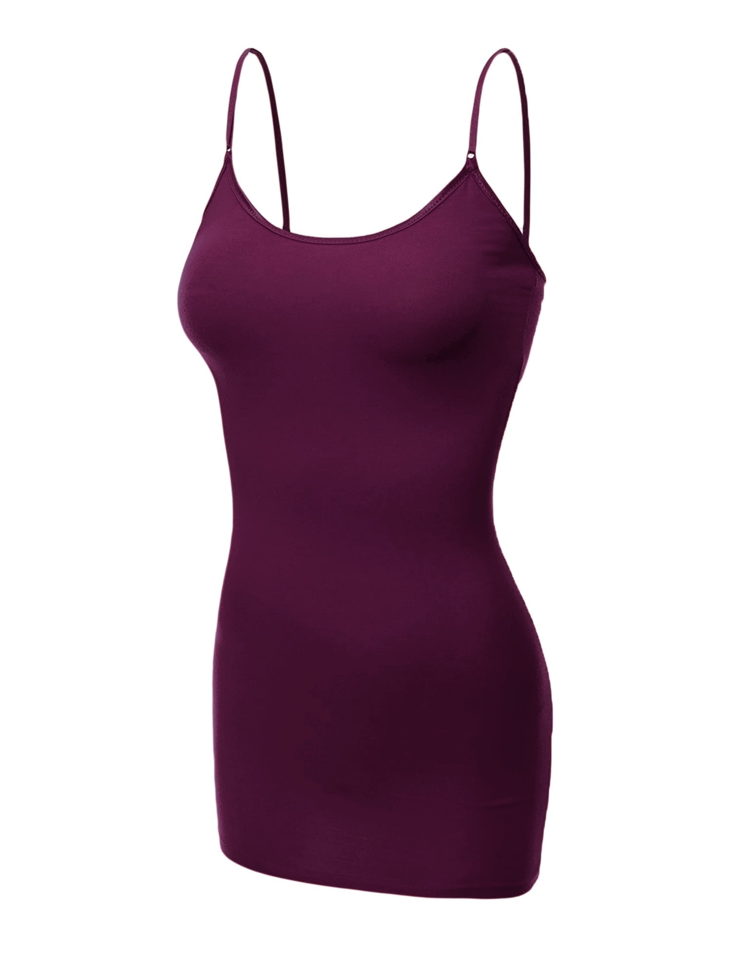 Essential Basic Women's Basic Casual Long Camisole Cami Top Plus Sizes - Plum, 1XL