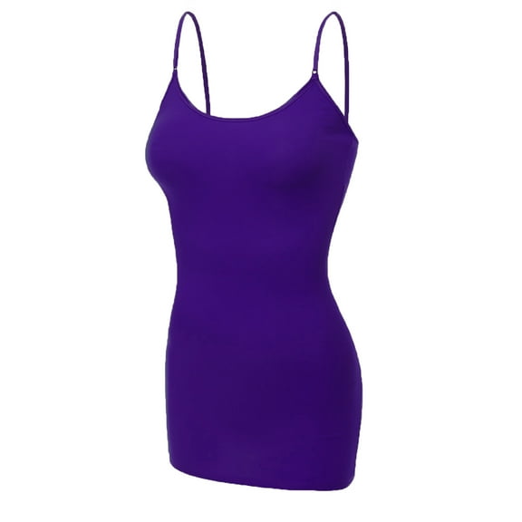 Essential Basic Women's Basic Casual Long Camisole Cami Top Plus Sizes - Purple, 1XL
