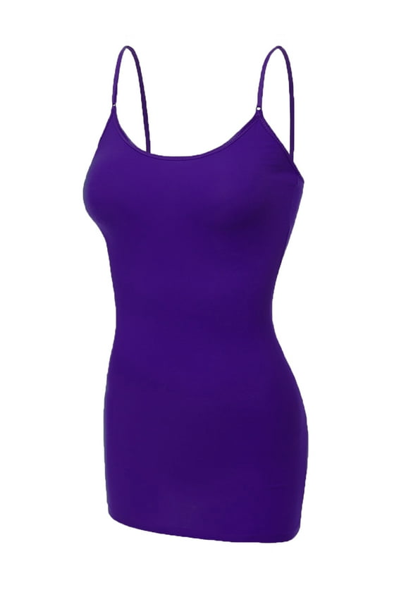 Women's Basic Casual Long Camisole Cami Top Plus Sizes - Purple, 2XL