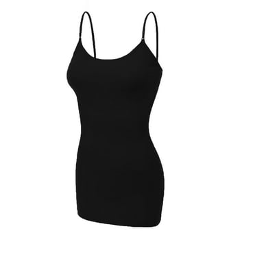 Essential Basic Women's Basic Casual Long Camisole Cami Top Regular Sizes - Black, S