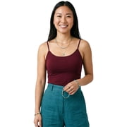 Essential Basic Women's Basic Casual Long Camisole Cami Top Regular Sizes - Burgundy, S