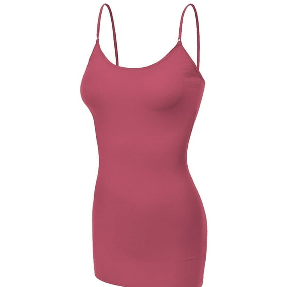 Essential Basic Women's Basic Casual Long Camisole Cami Top Regular Sizes - Dusty Rose, S