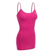 ESSENTIAL BASIC Women's Basic Casual Long Camisole Cami Top Regular Sizes - Fuschia, L