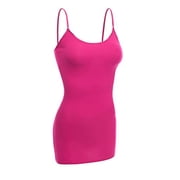 Essential Basic Womens Basic Casual Long Camisole Cami Top Regular Sizes - Fuschia, L