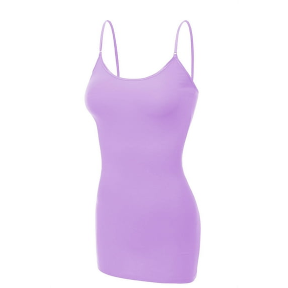 Essential Basic Women's Basic Casual Long Camisole Cami Top Regular Sizes - Lilac, S